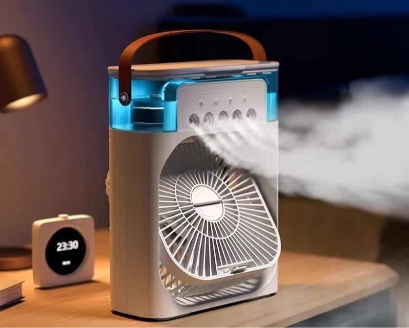 3'ü 1 Arada Yeni Fan Klima Ev Tipi Küçük Hava Soğutucu LED Gece Lambası Taşınabilir Nemlendirici Hava Ayarlı Fan Ofis Ev Fanı