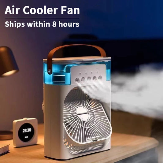 3'ü 1 Arada Yeni Fan Klima Ev Tipi Küçük Hava Soğutucu LED Gece Lambası Taşınabilir Nemlendirici Hava Ayarlı Fan Ofis Ev Fanı